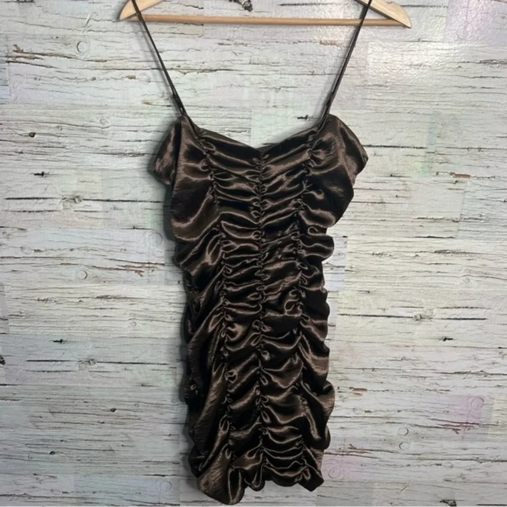 Urban outfitters small brown ruched dress  NWT